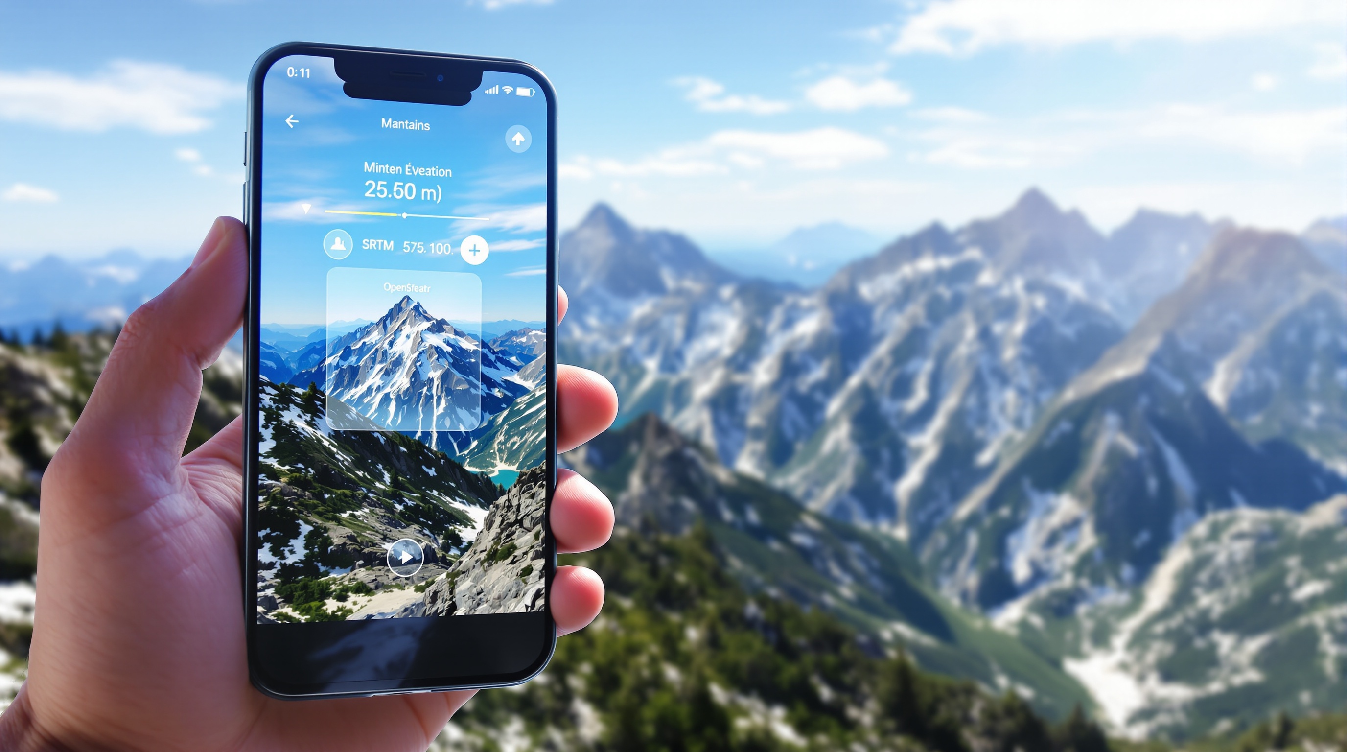Coulisses application identification sommets avec réalité augmentée et sources OSM SRTM