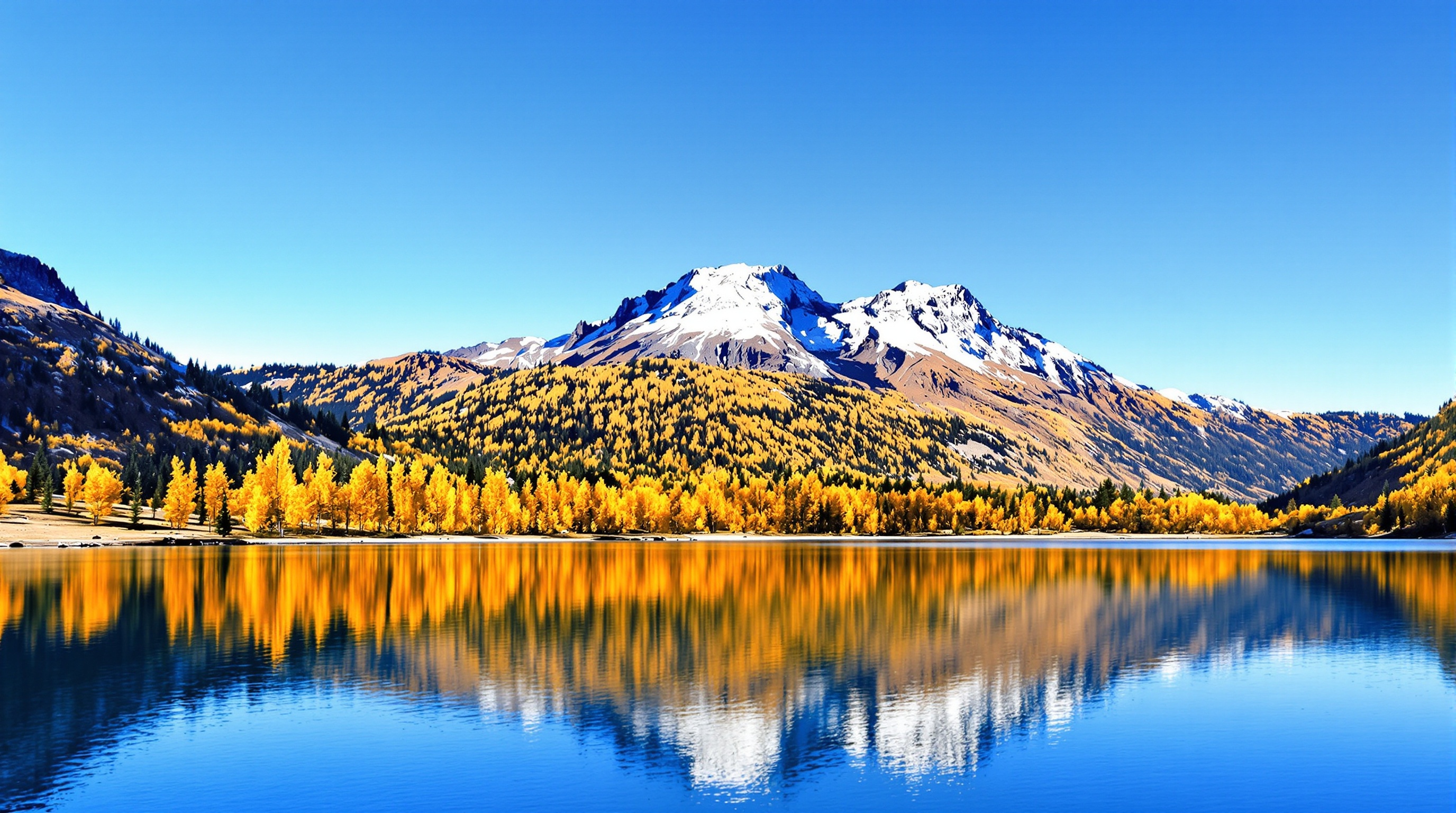 Le Lac d'Allos paré de ses couleurs d'automne, un spectacle paisible qui récompense les randonneurs hors saison, avec le Mont Pelat en toile de fond.