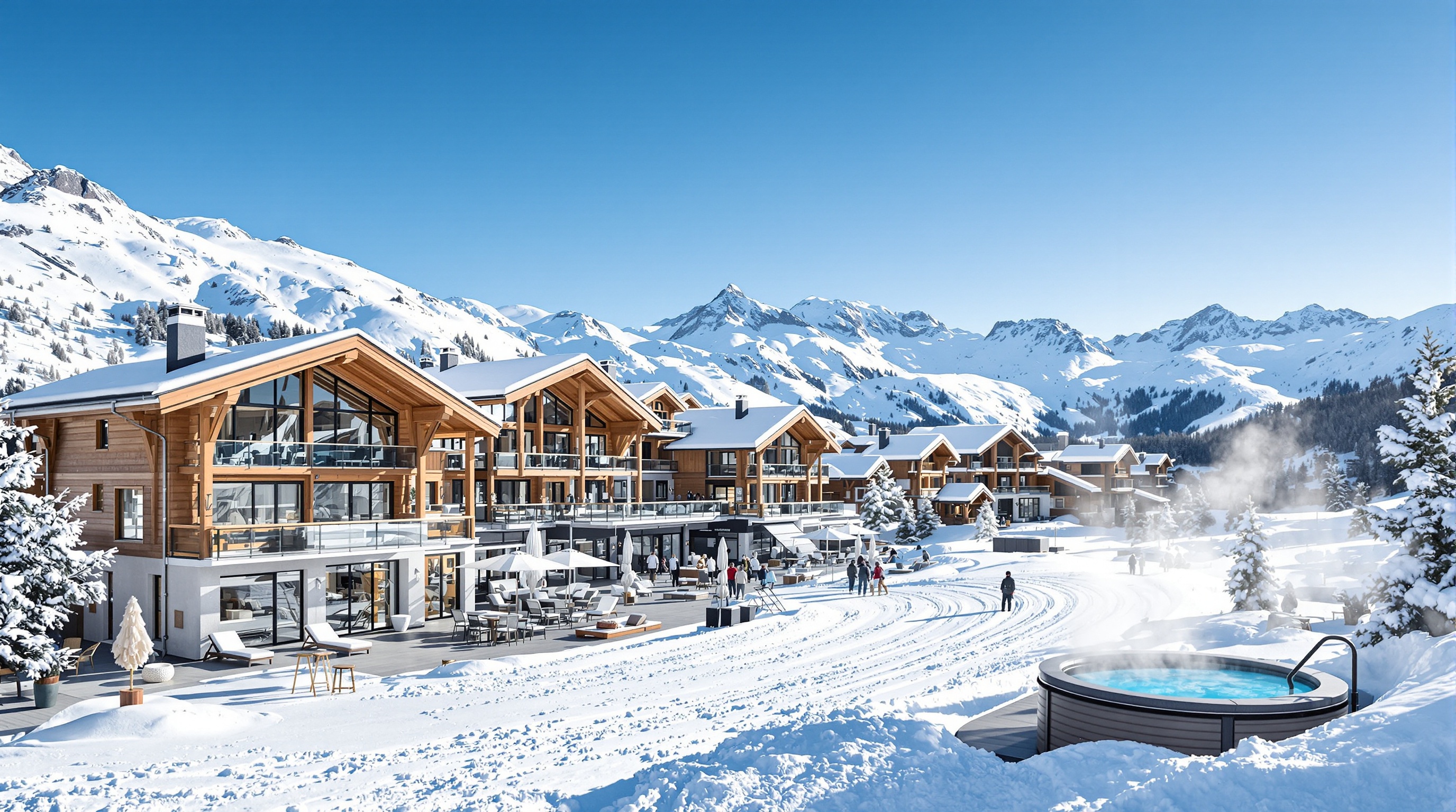 Station de ski luxueuse Alpes françaises chalets exclusifs neige
