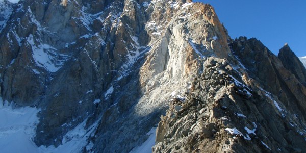 Paroi du Mont Maudit photographiée depuis l’ancien bivouac de la Fourche