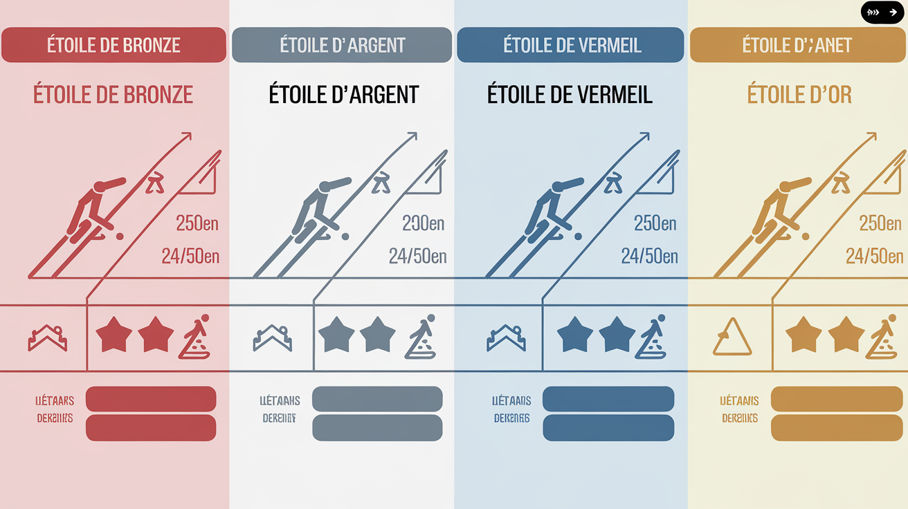 Tableau comparatif niveaux Étoile ESF